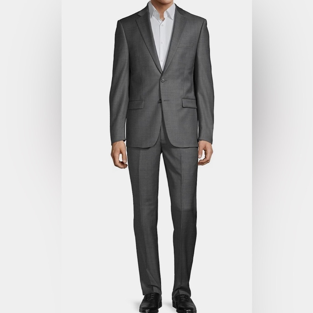 Calvin Klein Malbin Slim Fit Wool Grey Suit - 42S / 36W x 30 L - NWOT